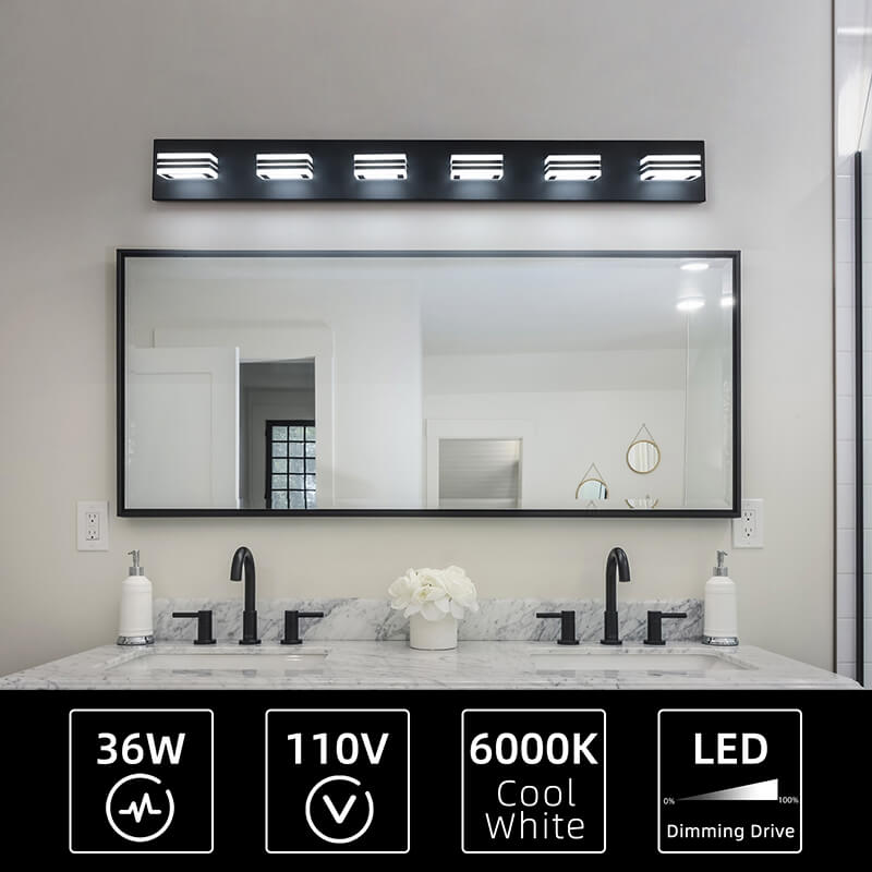 Black Acrylic 6-Lights LED Vanity Light