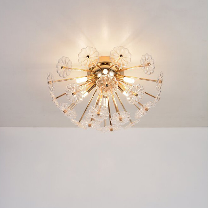 Gold Crystal Sputnik Flush Mount Light