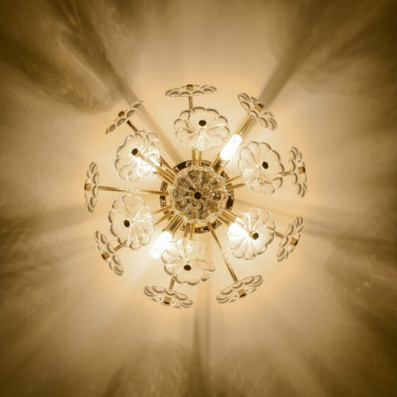 Gold Crystal Sputnik Flush Mount Light