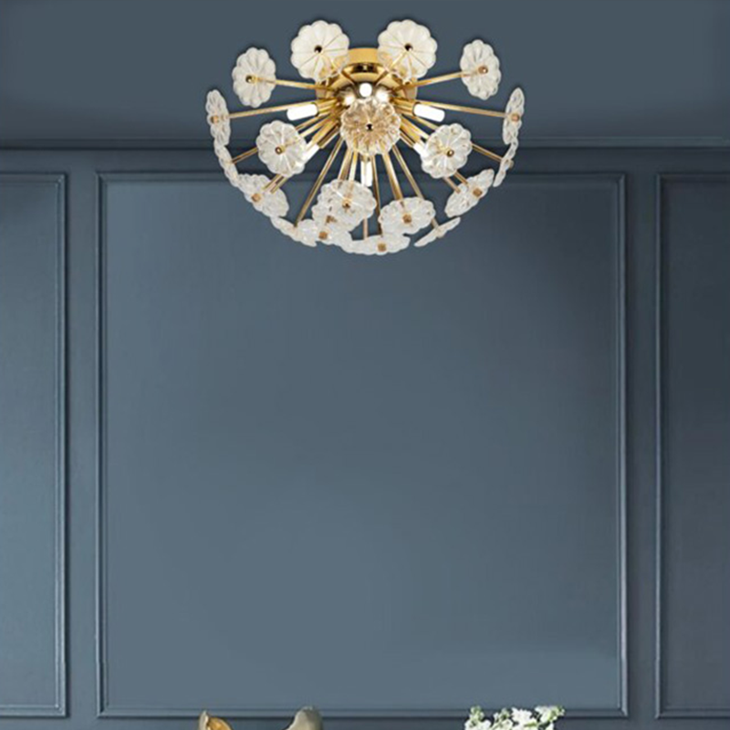 Gold Crystal Sputnik Flush Mount Light