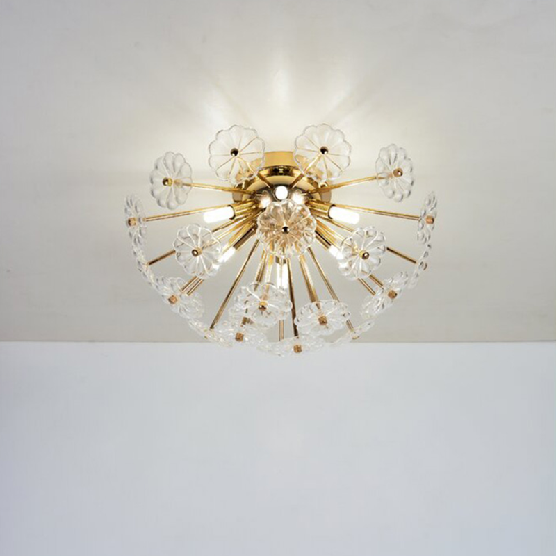 Gold Crystal Sputnik Flush Mount Light