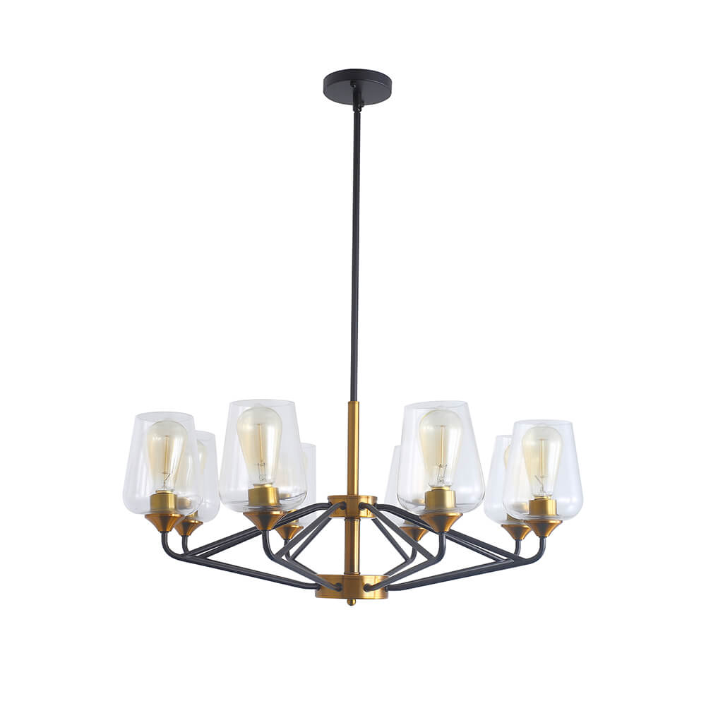 Modern Golden Black American 8-Bulbs Chandelier