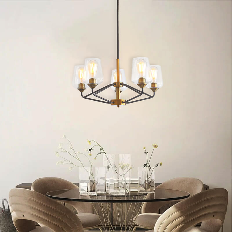 Modern Golden Black American 5-Light Chandelier