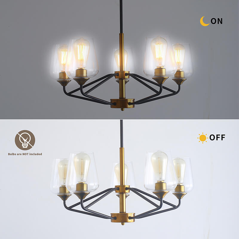 Modern Golden Black American 5-Light Chandelier