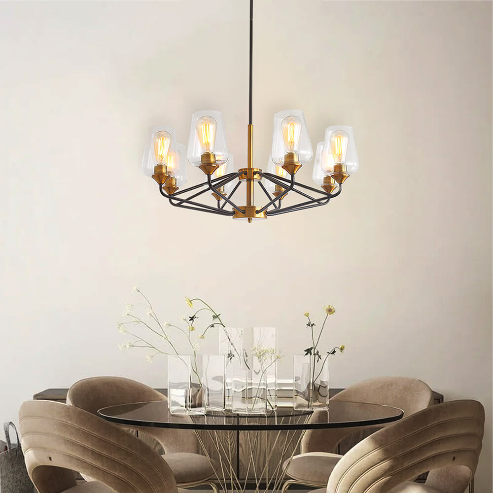 Modern Golden Black American 8-Bulbs Chandelier