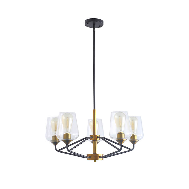 Modern Golden Black American 5-Light Chandelier