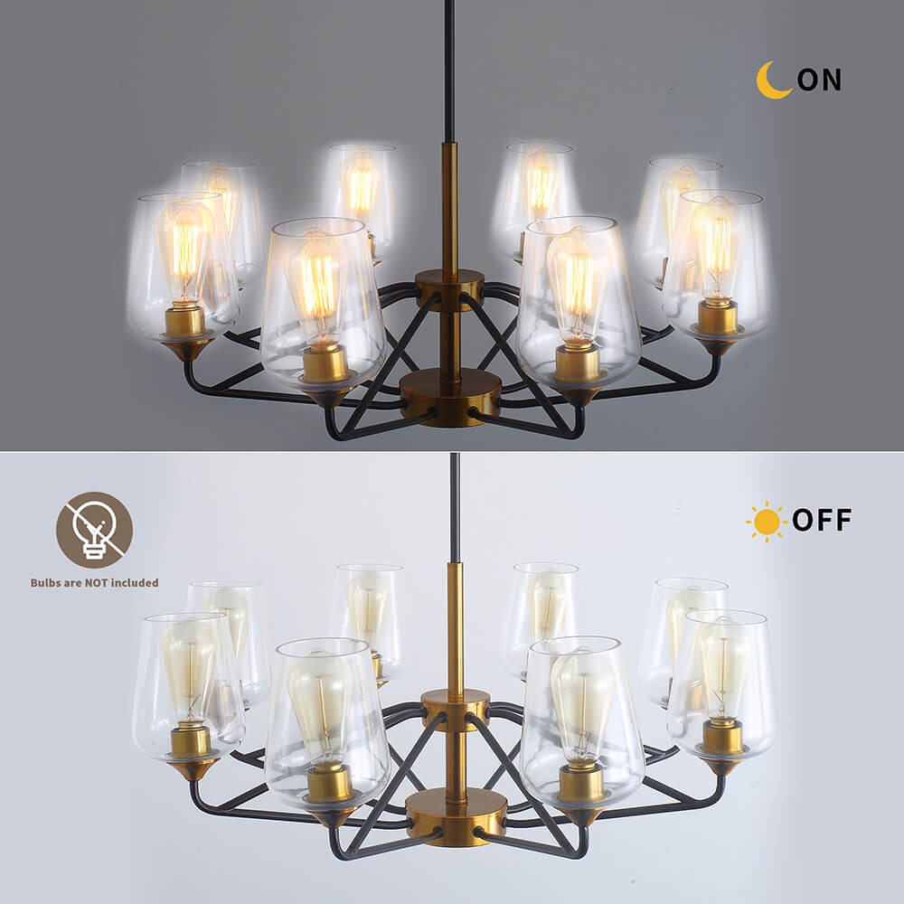 Modern Golden Black American 8-Bulbs Chandelier