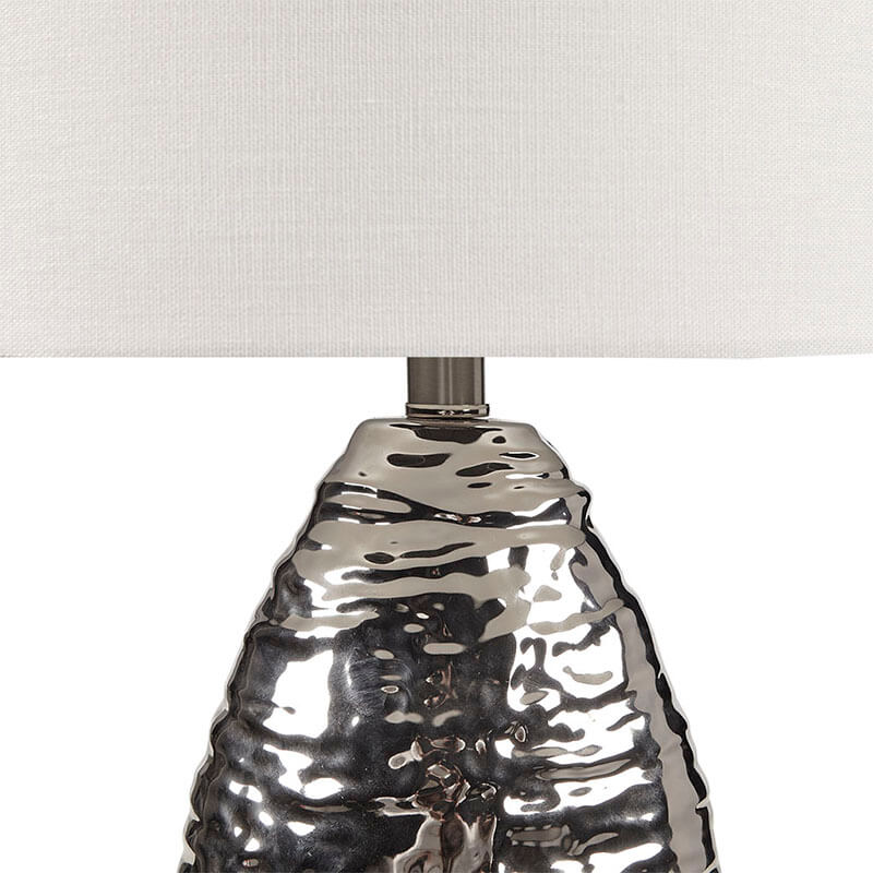 Oval Polyester Textured Ceramic Table Lamp