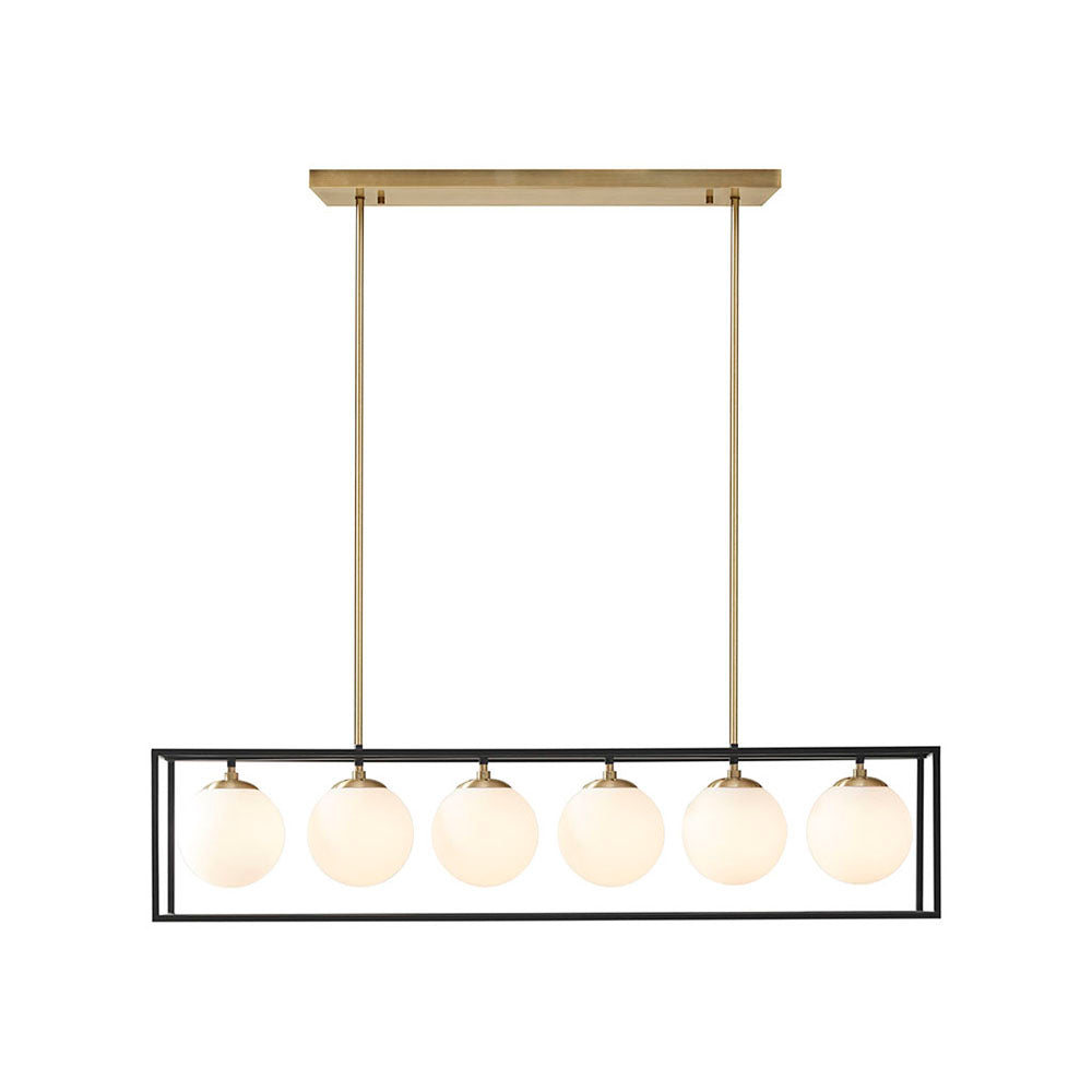 6-Light Frosted Glass Globe Linear Chandelier 