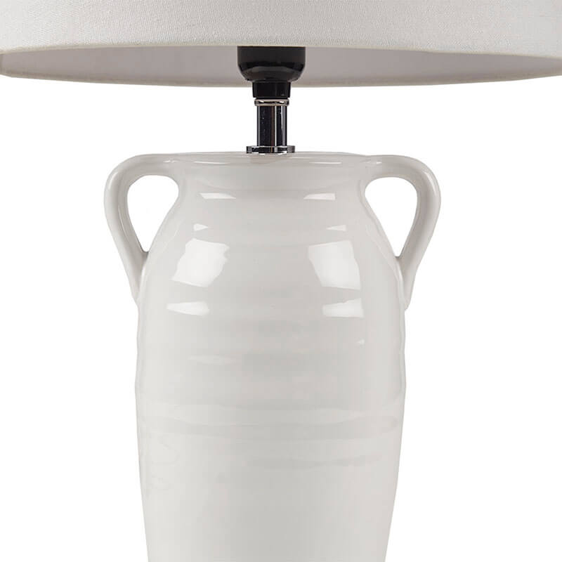 12.6" White Polyester Ceramic Table Lamp