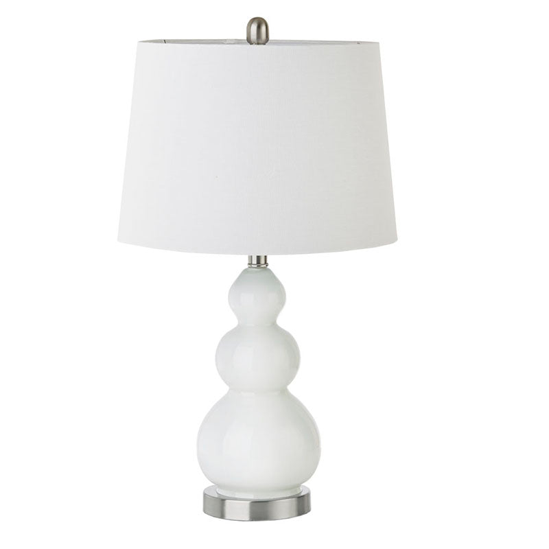 White Curved Glass Fabric Table Lamp