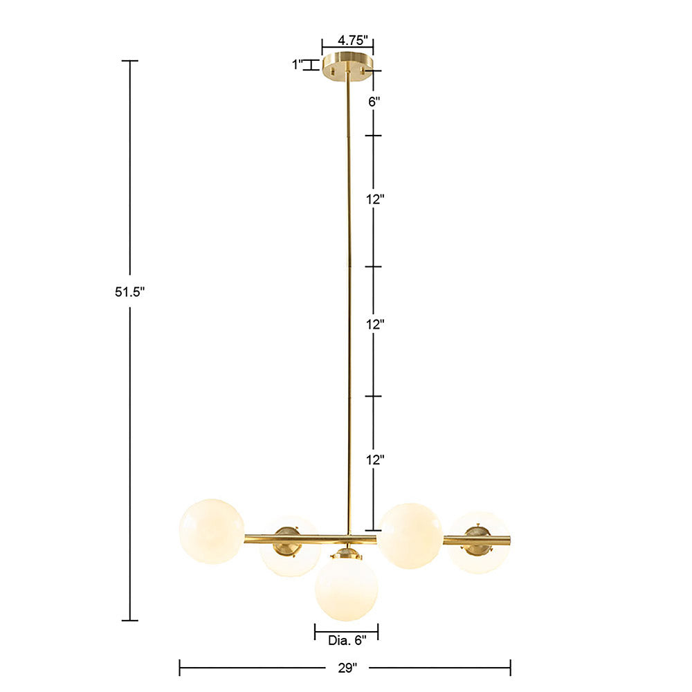 Gold Architectural Style 5-Light Chandelier