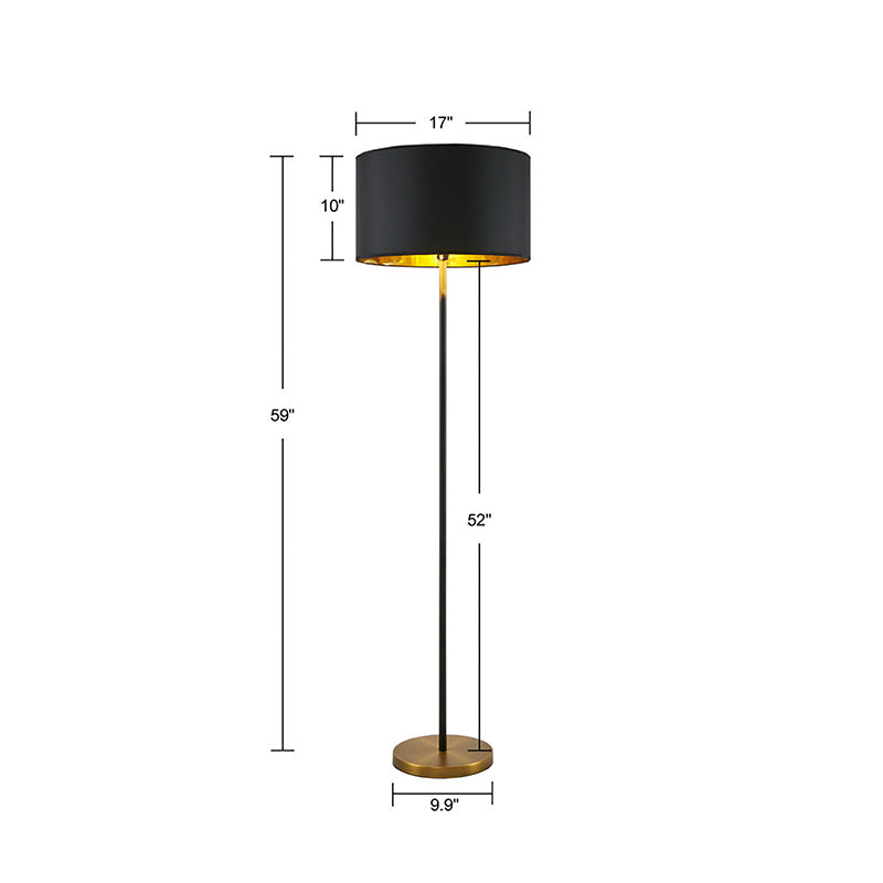 Polyester Fabric Lampshade Metal Floor Lamp