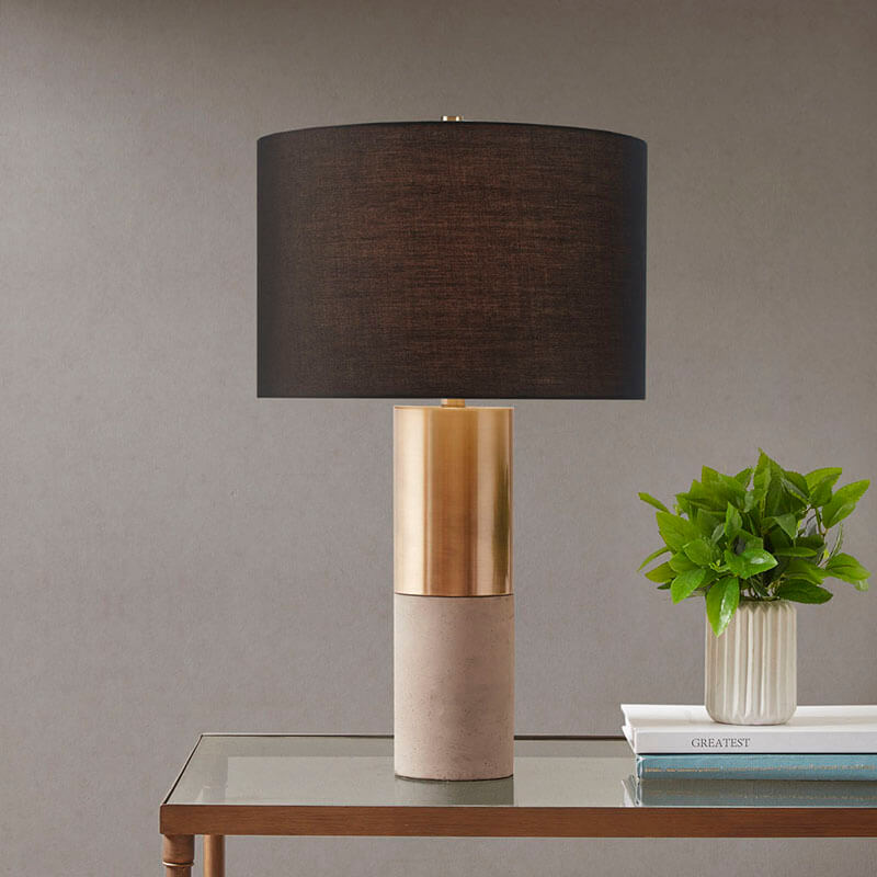 Black Concrete Polyester Metal Table Lamp