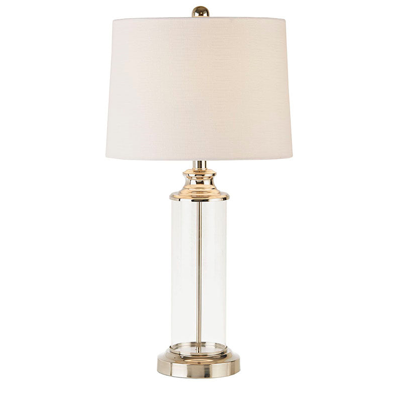 Glass Cylinder Fabric Shade Table Lamp