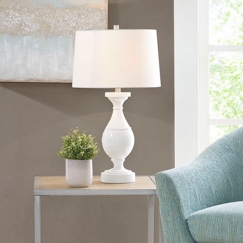 15.8" White Resin Polyester Table Lamp