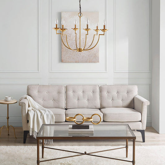 Gold 6-Light Candelabra Styled Chandelier