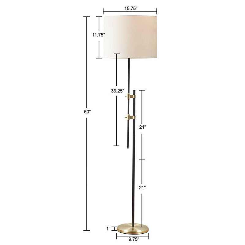 15.8" White Asymmetrical Metal Floor Lamp