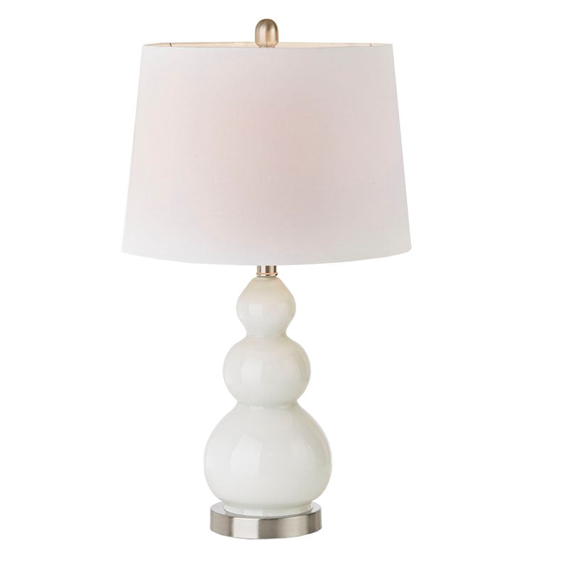 White Curved Glass Fabric Table Lamp