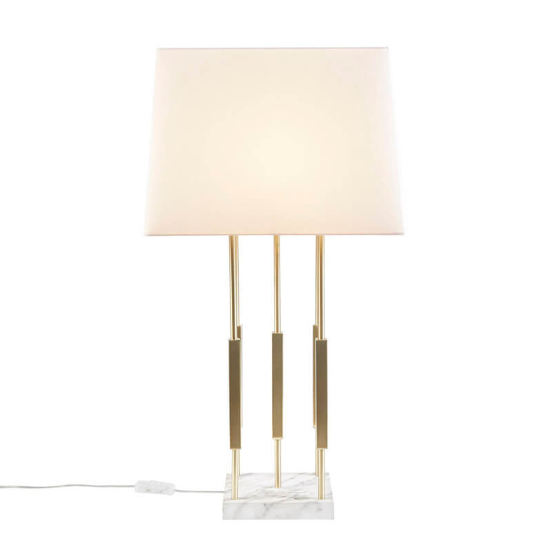 White Fabric Lampshade Metal Table Lamp