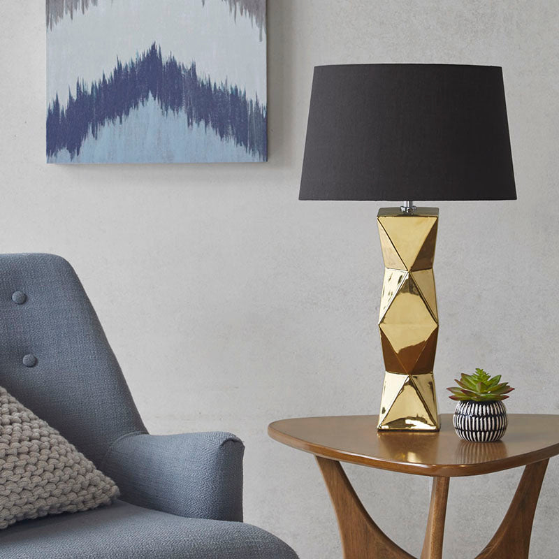 Gold Geometric Polyester Ceramic Table Lamp