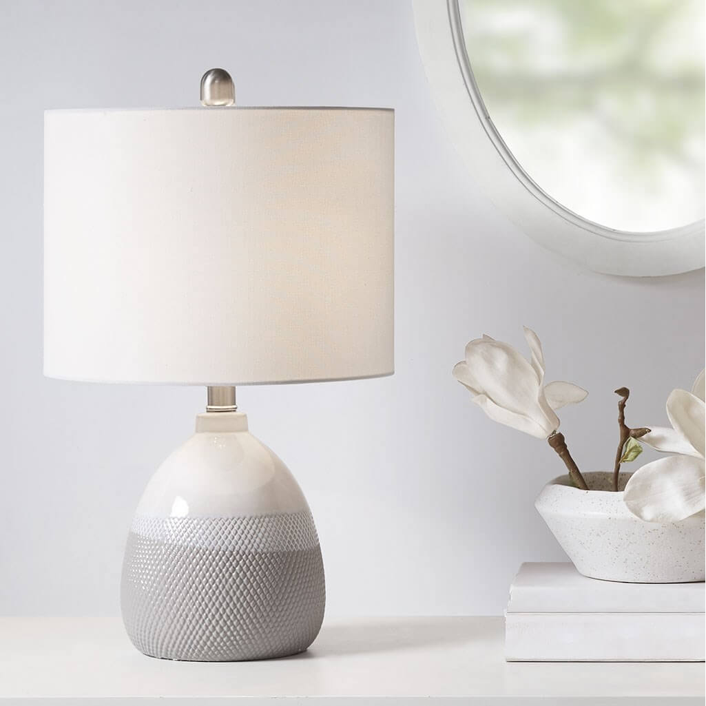 Modern Grey Ceramic Textured Table Lamp