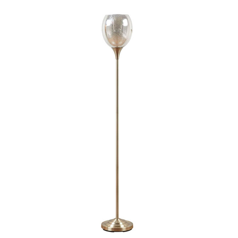 a midcentury modern floor lamp in a white background