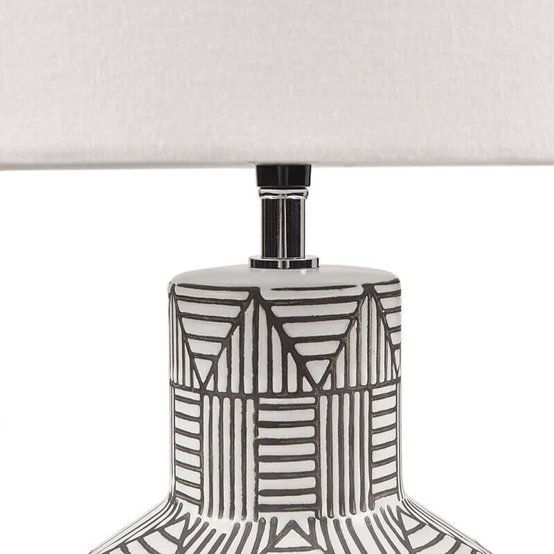 White Boho Polyester Ceramic Table Lamp