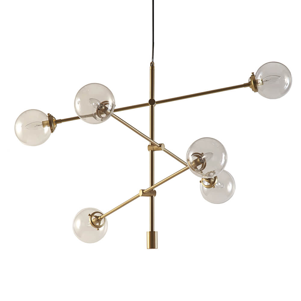 Gold 6-Globe Light Architectural Metal Chandelier