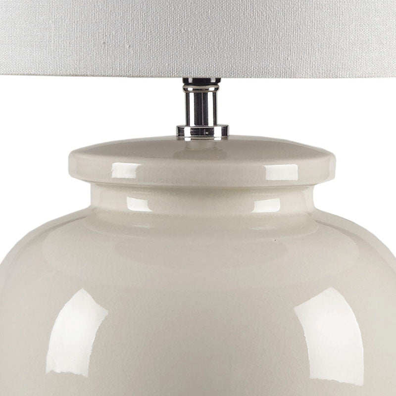 a close-up view of a table lamp ceramic 