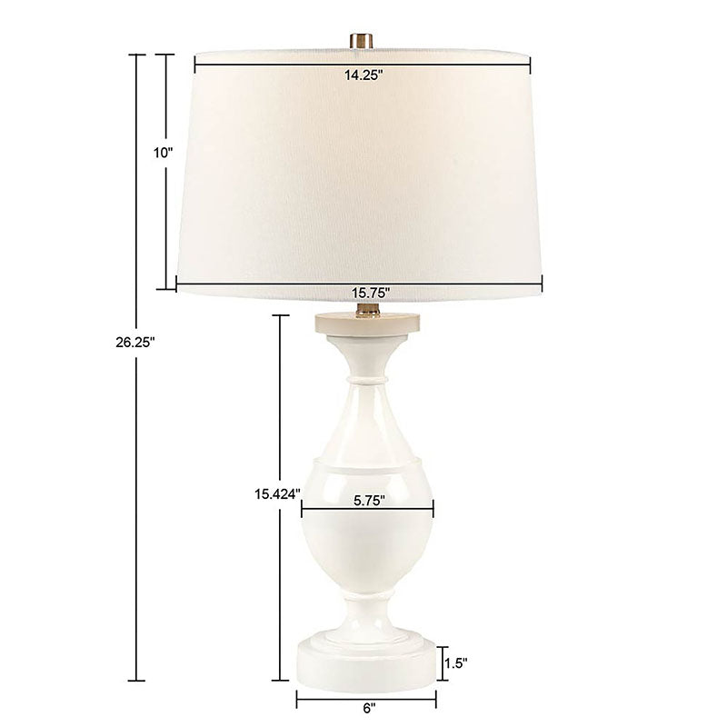 15.8" White Resin Polyester Table Lamp