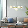 15.3" Gold Architectural Style 5-Light Chandelier with Frosted Glass Globe Bulbs