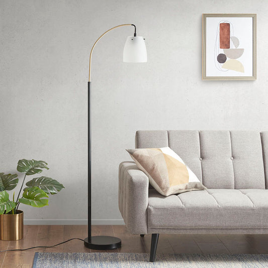 Matte Black Arched Metal LED Floor Lamp