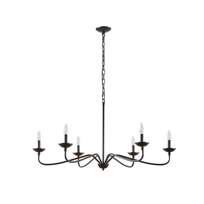 Matte Black 6-Light Farmhouse Metal Chandelier