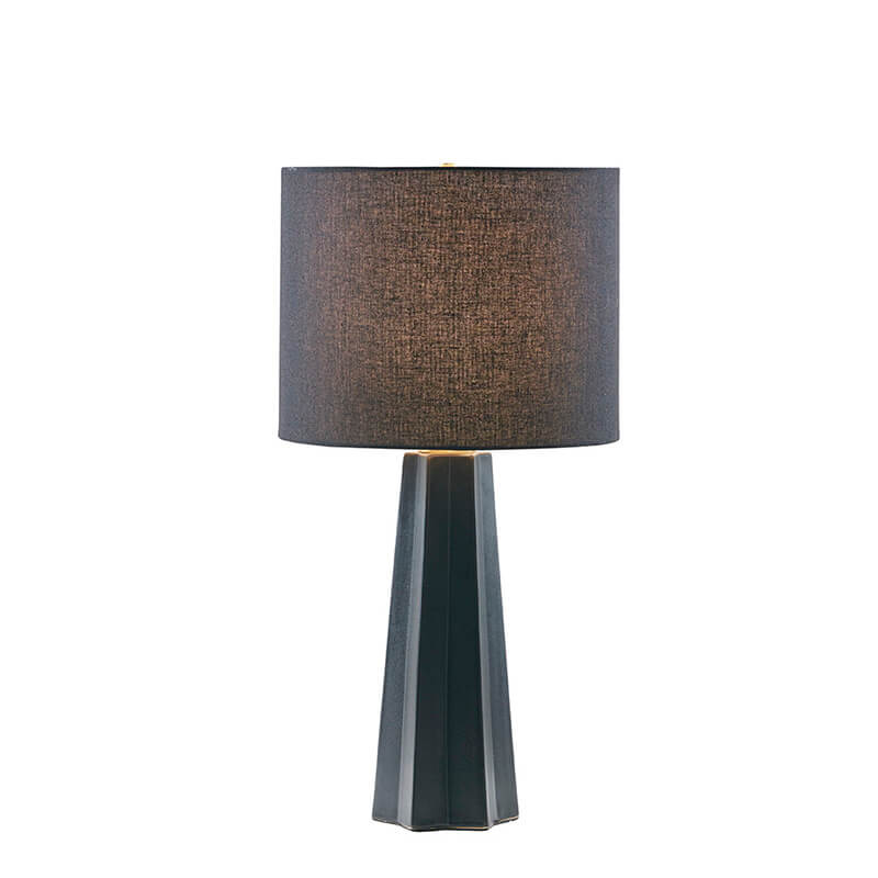 11.5" Black Geometric Ceramic Table Lamp