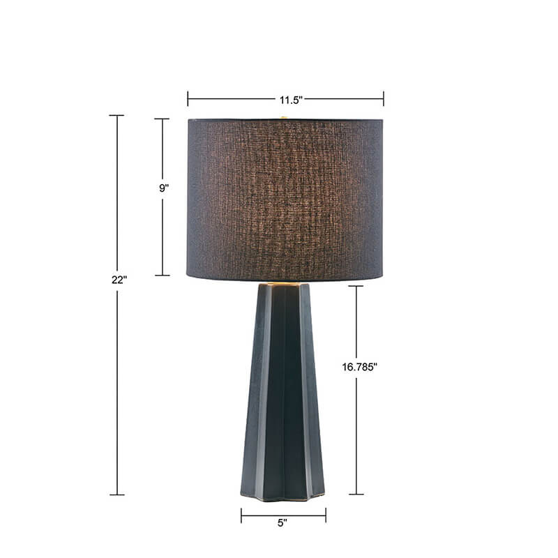 11.5" Black Geometric Ceramic Table Lamp