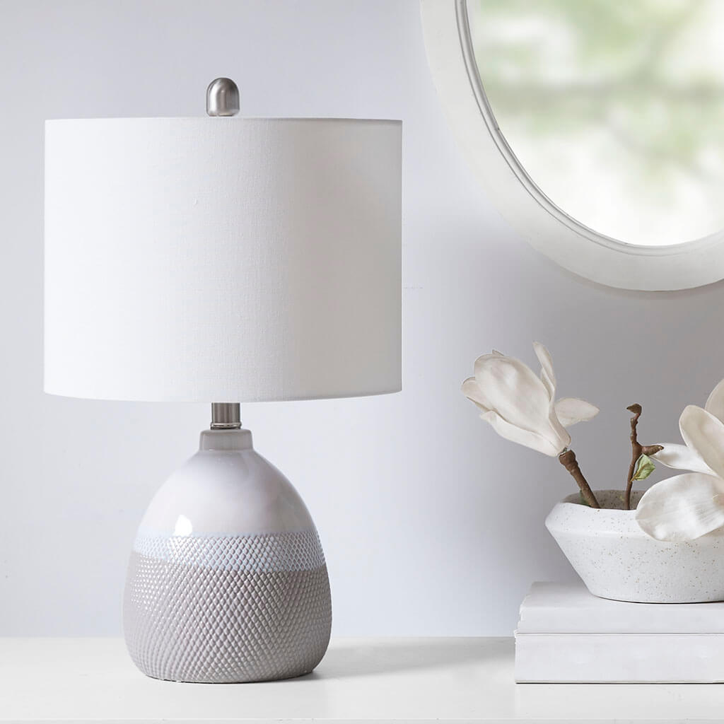 Modern Grey Ceramic Textured Table Lamp