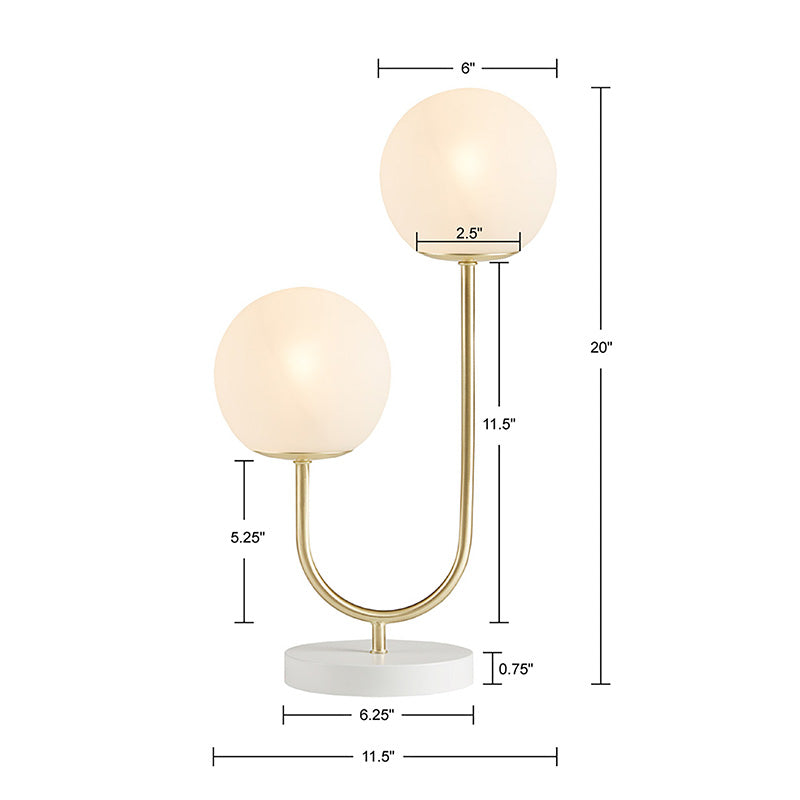 6.3" Metal 2-Light Globe Table Lamp