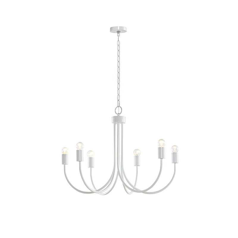 White 6-Light Curved Silhouette Metal Chandelier