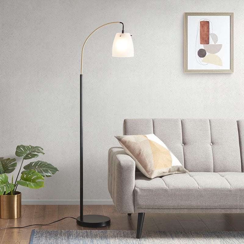 Matte Black Arched Metal LED Floor Lamp