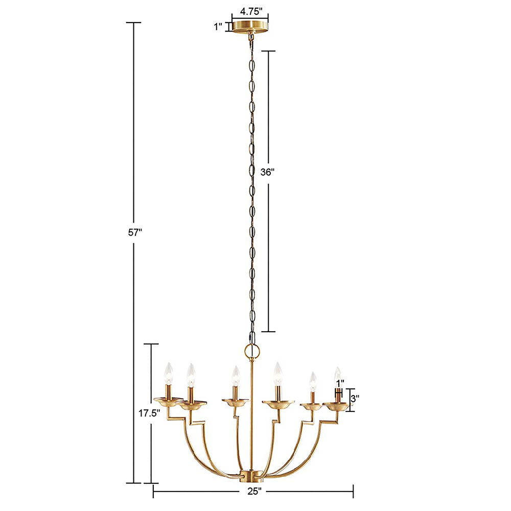 Gold 6-Light Candelabra Styled Chandelier