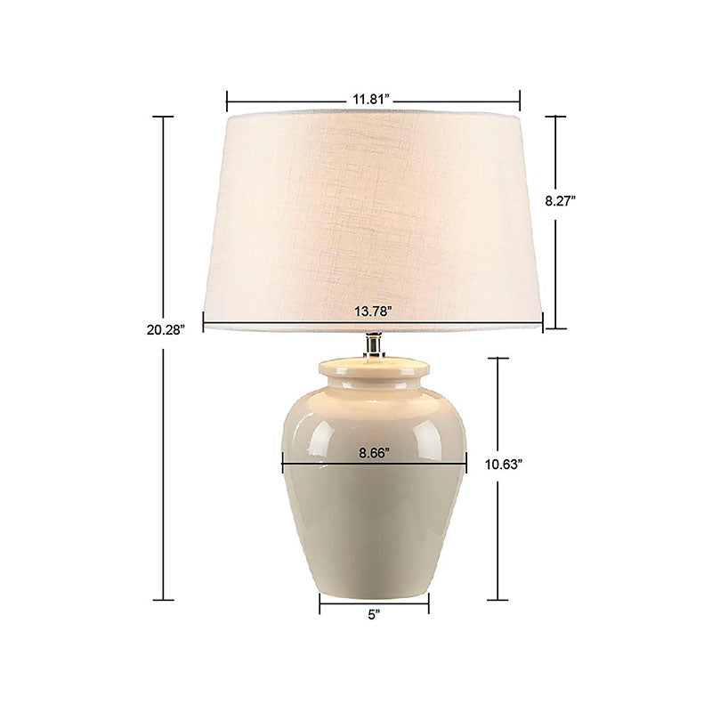 Cream LED Polyester Ceramic Table Lamp