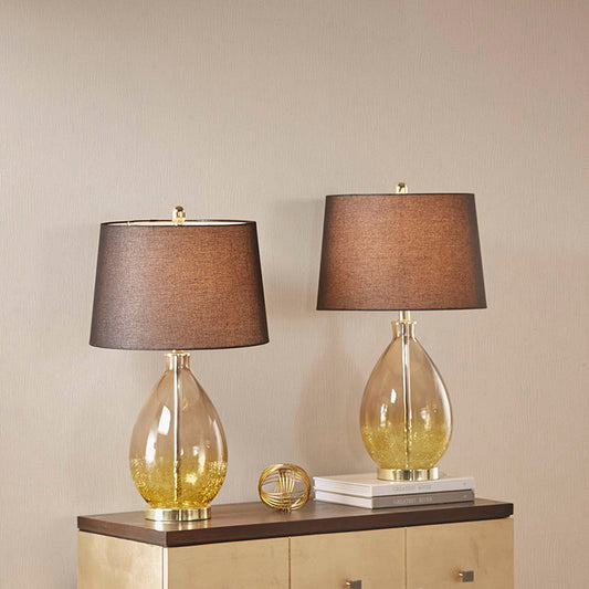 Gold Glass Fabric Shade Table Lamp