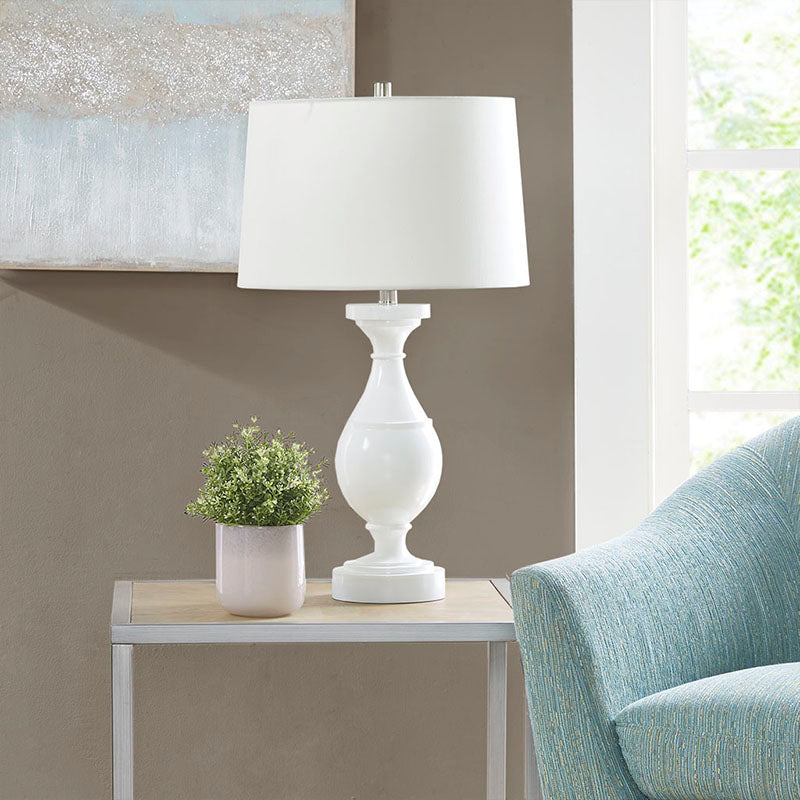 15.8" White Resin Polyester Table Lamp