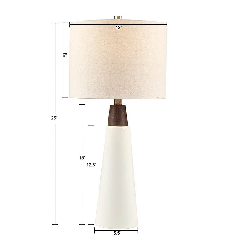 Triangular Polyester Ceramic & Wood Table Lamp