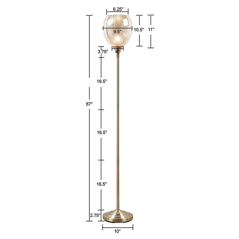 A dimension Image of a midcentury modern floor lamp