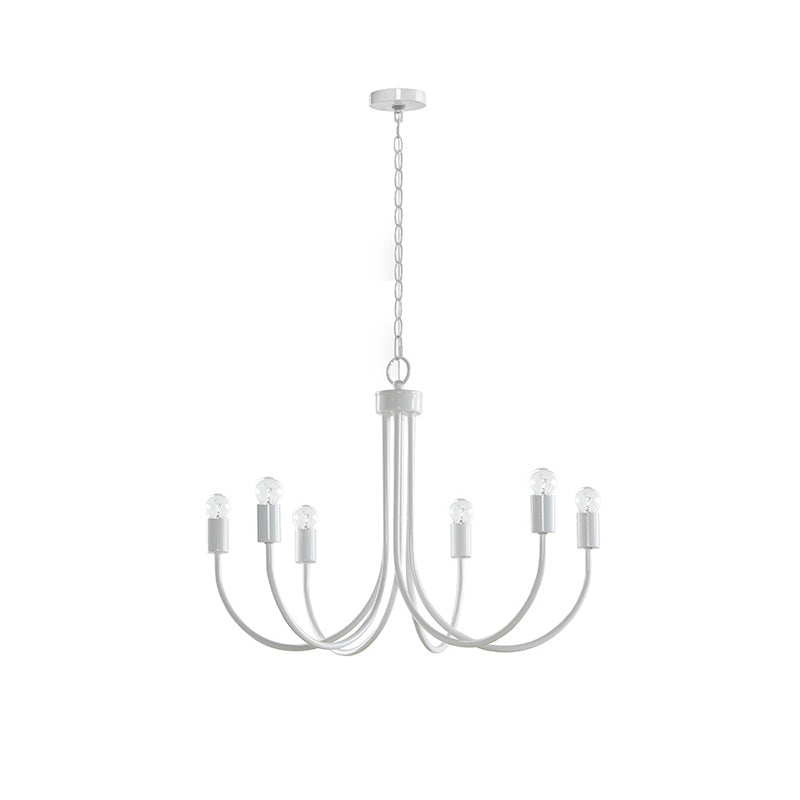 White 6-Light Curved Silhouette Metal Chandelier