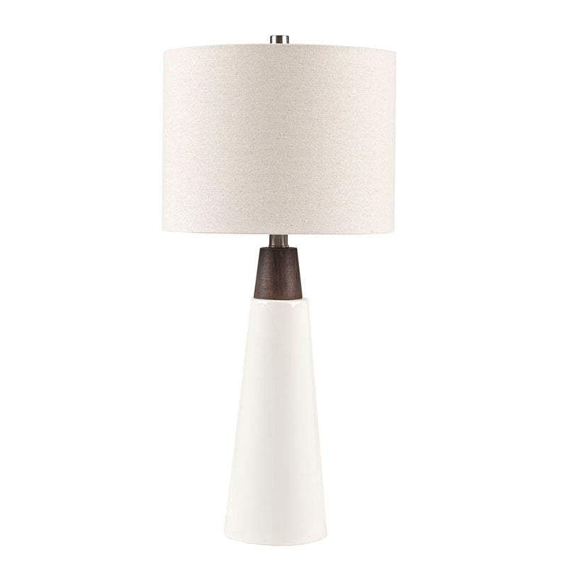 Triangular Polyester Ceramic & Wood Table Lamp