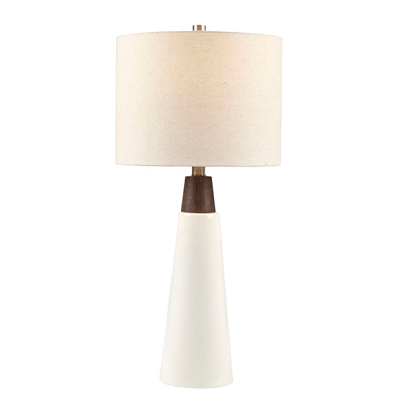 Triangular Polyester Ceramic & Wood Table Lamp