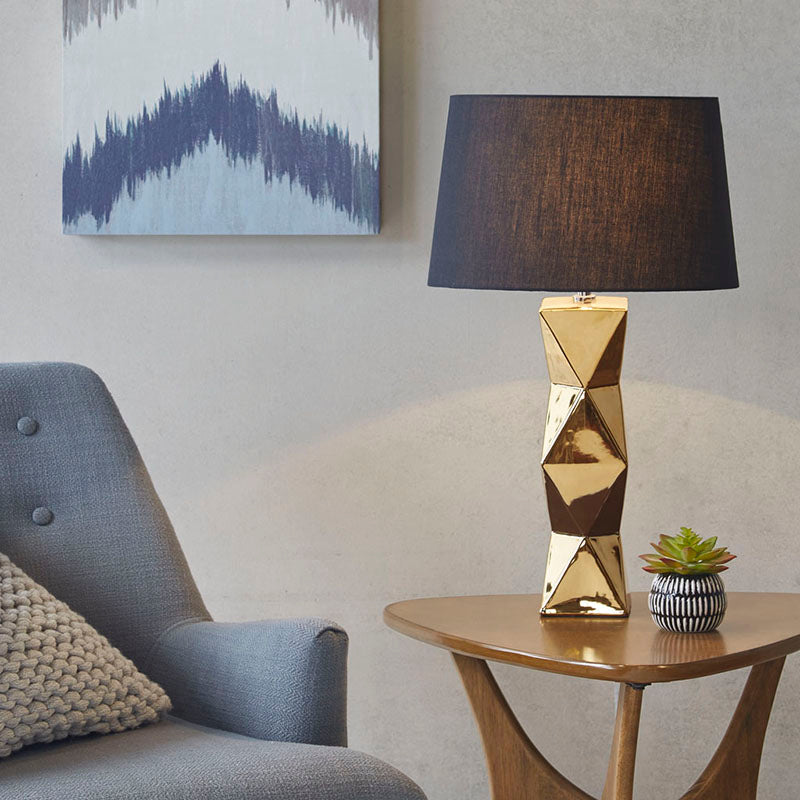 Gold Geometric Polyester Ceramic Table Lamp